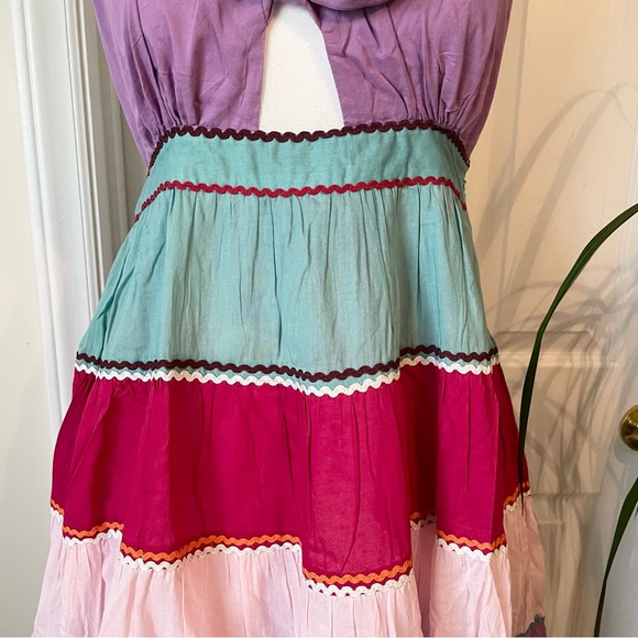 ANTIK BATIK Dress NWT Perrine tiered cutout cotton halterneck Multicolor Size 6 - Picture 8 of 16